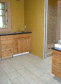 Tile floor and shower in the master bath
